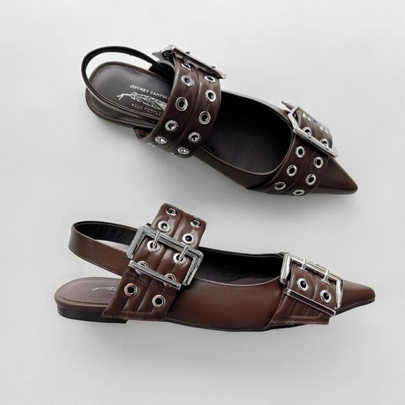 NEW Jeffrey Campbell Lilly Buckle Slingback Flats - Picture 2 of 7